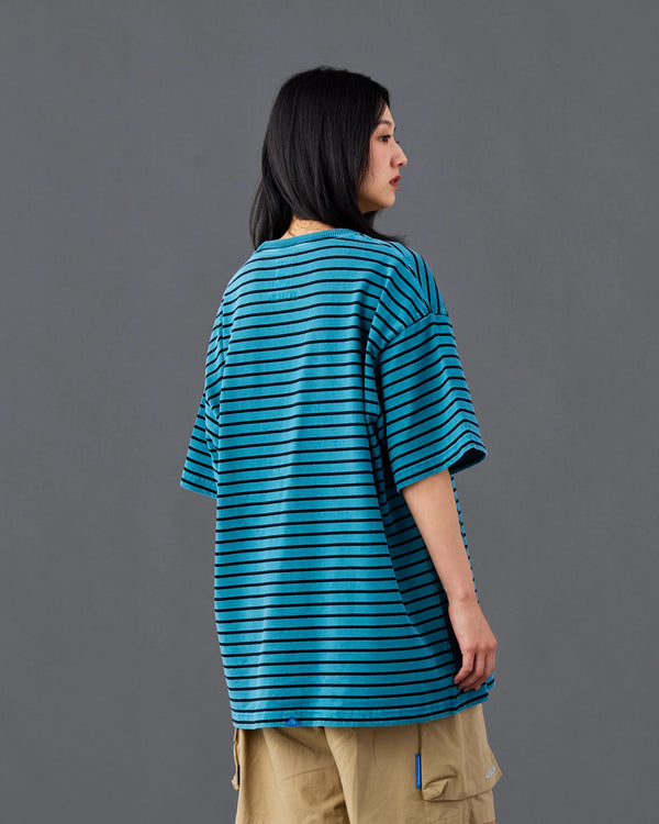 【 Liberaiders 】PIGMENT DYED STRIPED S/S SHIRT / Blue
