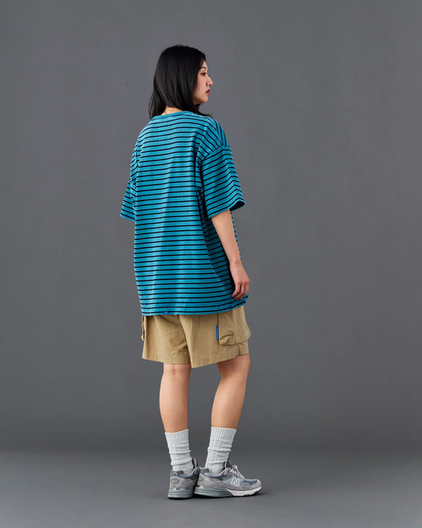 【 Liberaiders 】PIGMENT DYED STRIPED S/S SHIRT / Blue