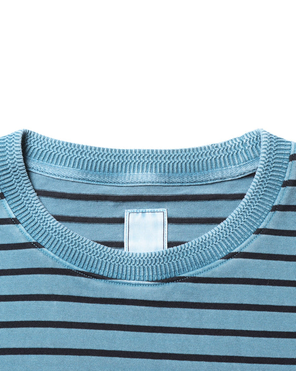 【 Liberaiders 】PIGMENT DYED STRIPED S/S SHIRT / Blue