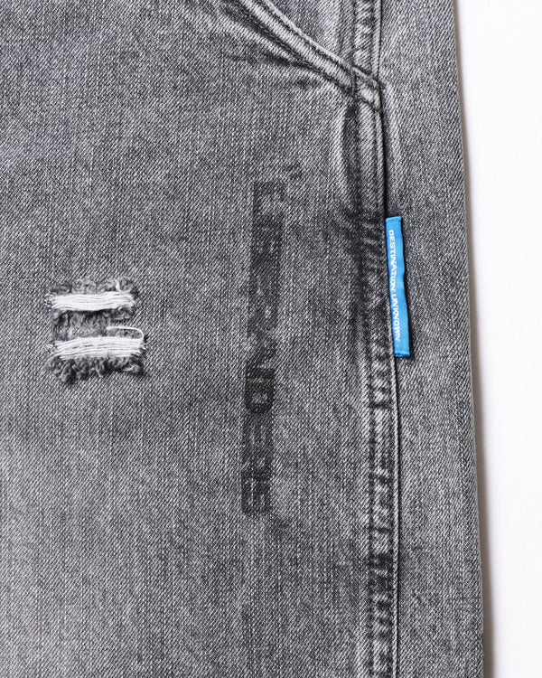 【Liberaiders】DAMAGED DENIM SARROUEL PANTS / BLACK