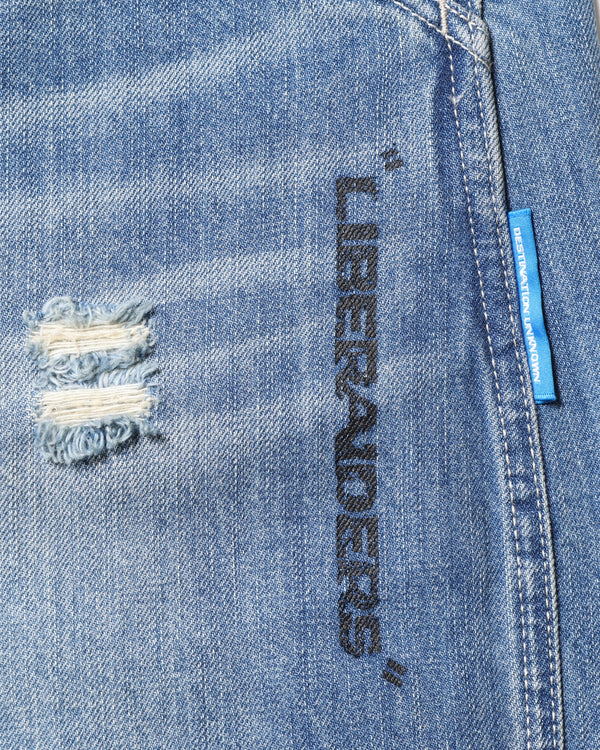 【Liberaiders】DAMAGED DENIM SARROUEL PANTS / BLUE