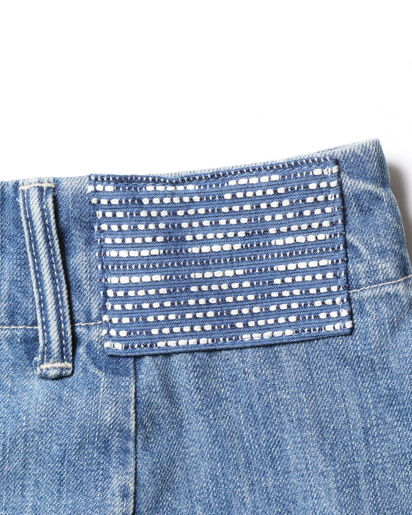 【Liberaiders】DAMAGED DENIM SARROUEL PANTS / BLUE
