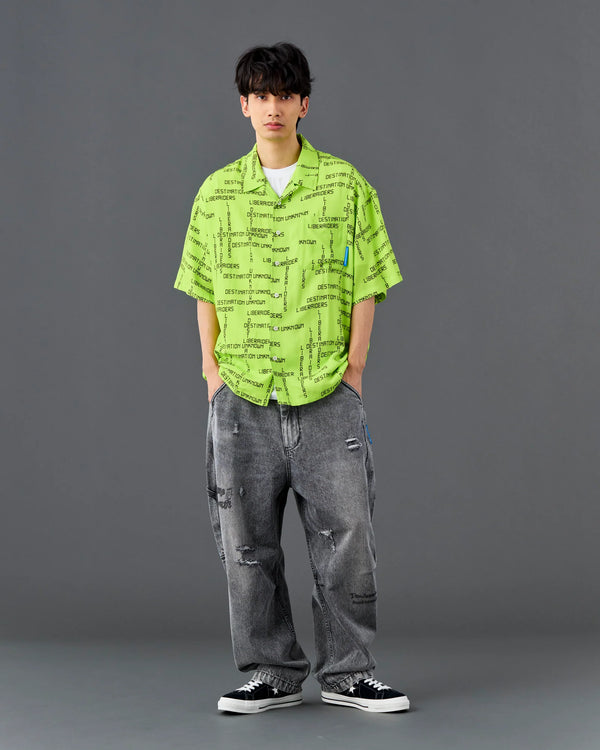 【Liberaiders】DAMAGED DENIM SARROUEL PANTS / BLACK