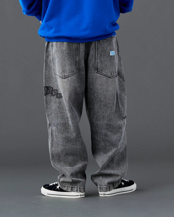 【Liberaiders】DAMAGED DENIM SARROUEL PANTS / BLACK