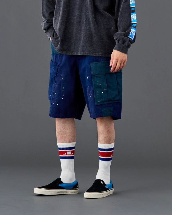 【 Liberaiders 】PATCHWORK BDU SHORTS / Navy