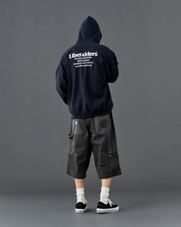 【 Liberaiders 】HANDWRITING CANVAS WORK SHORTS / Black