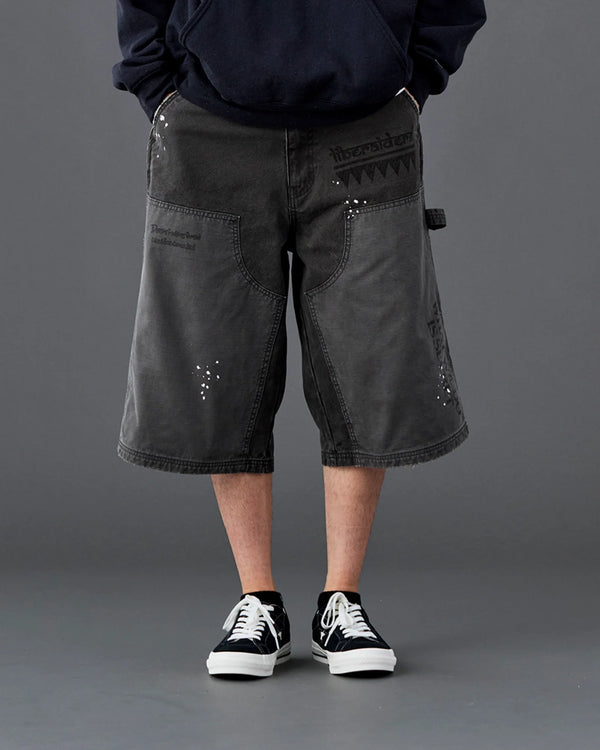【 Liberaiders 】HANDWRITING CANVAS WORK SHORTS / Black