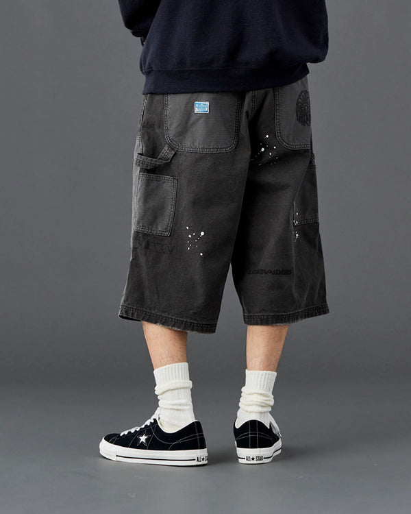 【 Liberaiders 】HANDWRITING CANVAS WORK SHORTS / Black