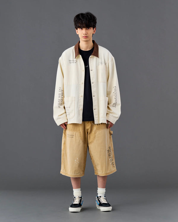 【 Liberaiders 】HANDWRITING CANVAS WORK SHORTS / Beige