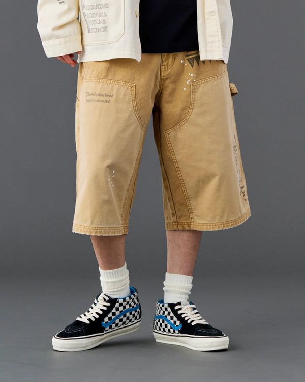 【 Liberaiders 】HANDWRITING CANVAS WORK SHORTS / Beige