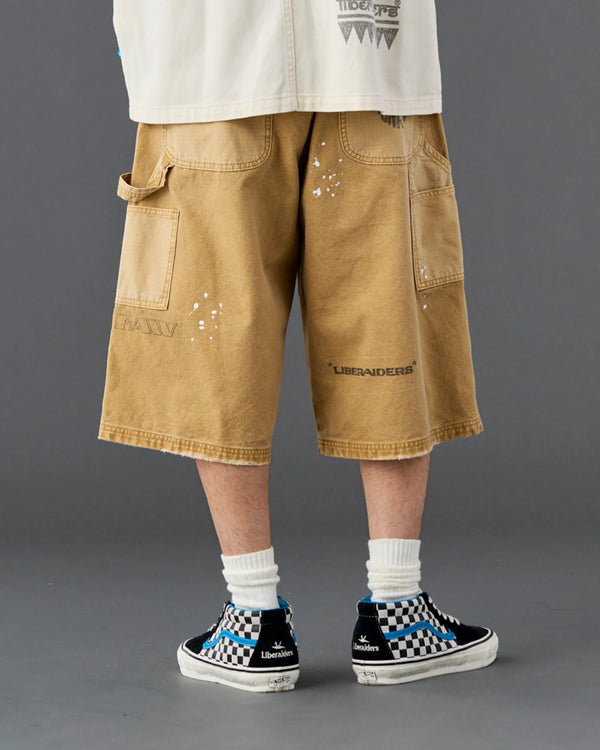 【 Liberaiders 】HANDWRITING CANVAS WORK SHORTS / Beige