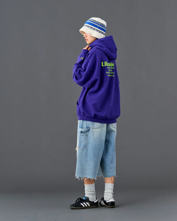 【 Liberaiders 】DAMAGED DENIM BUGGY SHORTS / Blue