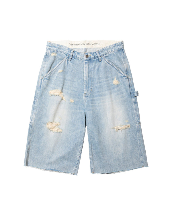 【 Liberaiders 】DAMAGED DENIM BUGGY SHORTS / Blue