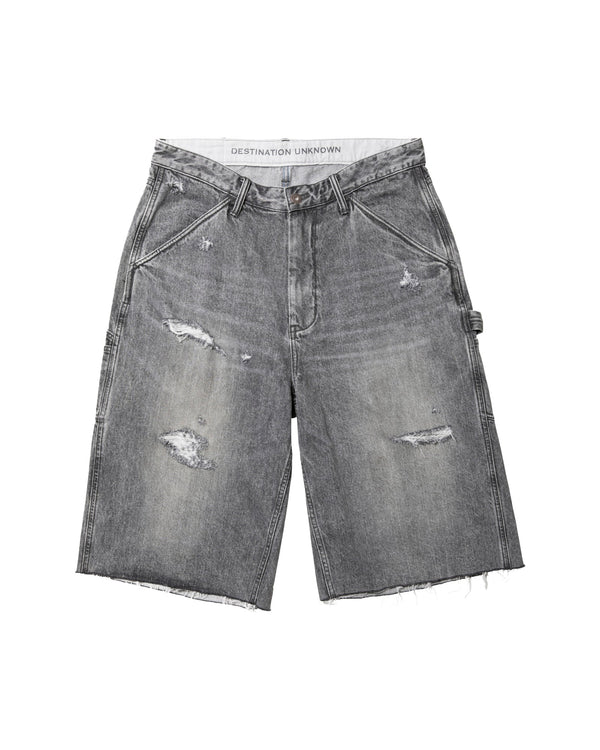 【 Liberaiders 】DAMAGED DENIM BUGGY SHORTS / Black