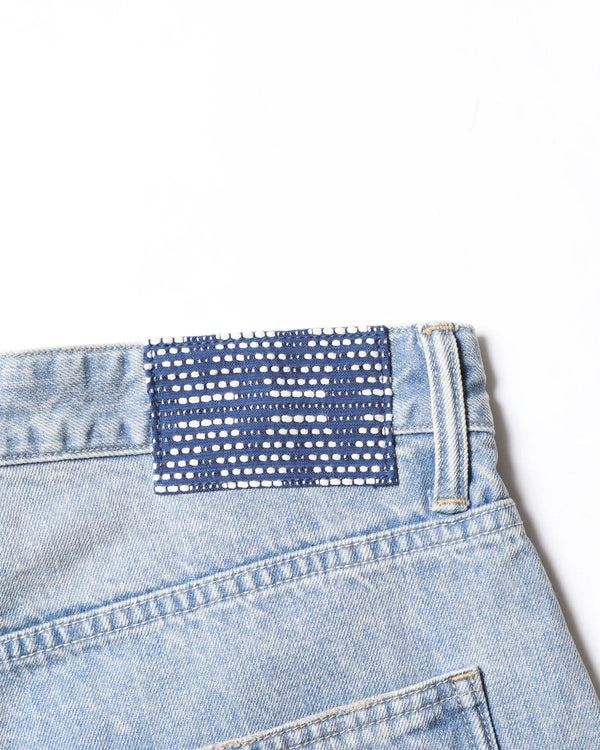 【 Liberaiders 】DAMAGED DENIM BUGGY SHORTS / Blue