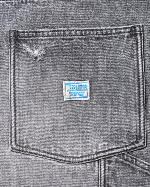 【 Liberaiders 】DAMAGED DENIM BUGGY SHORTS / Black