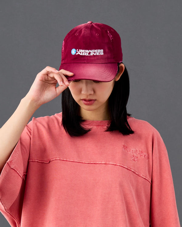 【 Liberaiders 】FADED AIRLINE CAP / Burgundy