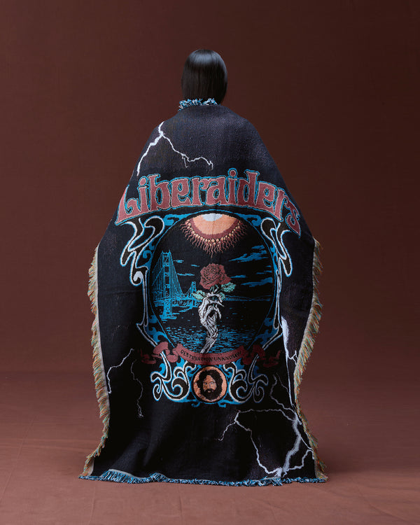 【 Liberaiders 】DEAD ROSE THROW BLANKET / Black