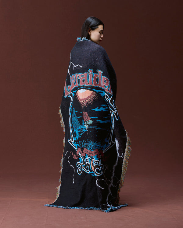 【 Liberaiders 】DEAD ROSE THROW BLANKET / Black