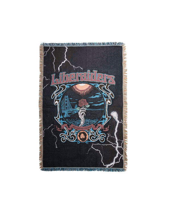 【 Liberaiders 】DEAD ROSE THROW BLANKET / Black