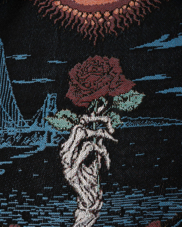 【 Liberaiders 】DEAD ROSE THROW BLANKET / Black