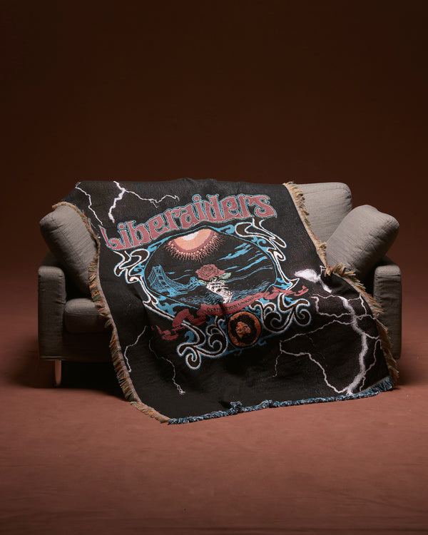 【 Liberaiders 】DEAD ROSE THROW BLANKET / Black