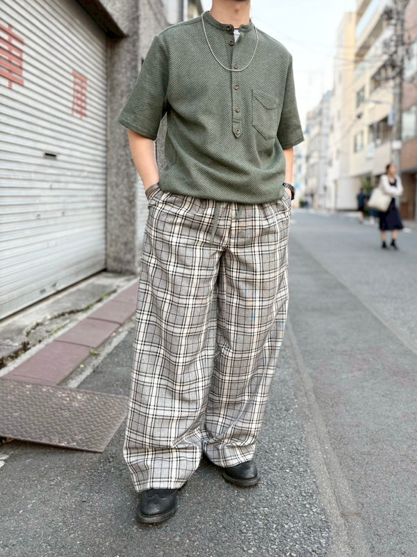 【m's braque】TUCKED BAGGY PANTS / Grey Check