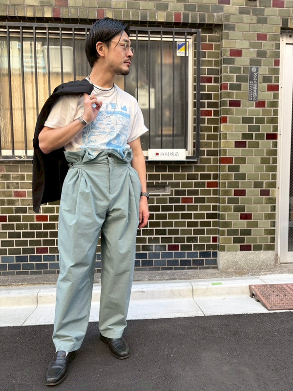 【frank leder / フランクリーダー】WASHED COTTON 2TUCK TROUSERS - WITH ADJUSTER - / Lt. Blue