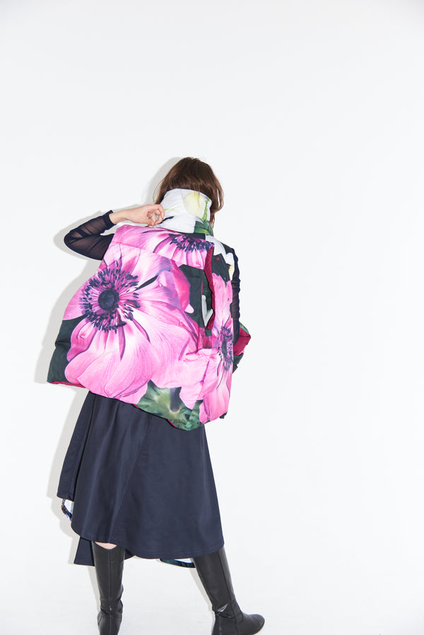 【 BIFURCATUM 】WRAP SKIRT - PRINTED - / Navy