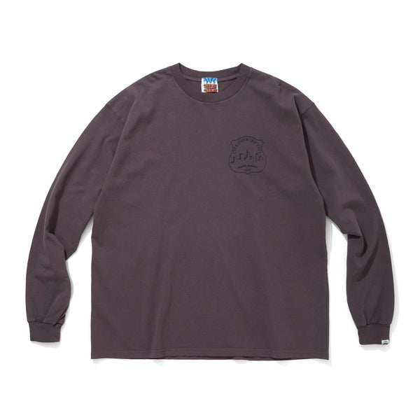 【 CITY COUNTRY CITY 】GARMENT DYE COTTON L/S T-SHIRT - MUSIC ALWAYS - / C.Gray