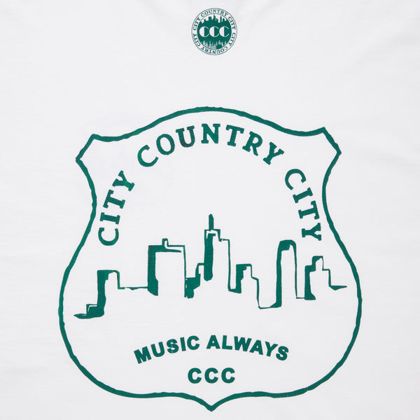 【 CITY COUNTRY CITY 】GARMENT DYE COTTON L/S T-SHIRT - MUSIC ALWAYS - / White
