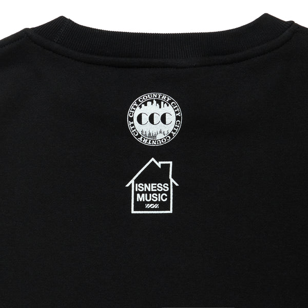 【 CITY COUNTRY CITY 】CCC × IS-NESS MUSIC SWEATSHIRT - HOUSE - / Black