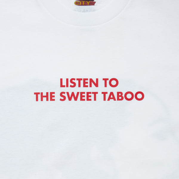 【 CITY COUNTRY CITY 】COTTON T-SHIRT - LISTEN TO THE SWEET TABOO - / White
