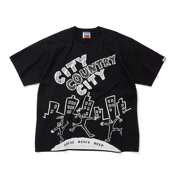 【 CITY COUNTRY CITY 】COTTON T-SHIRT_V.A / Black