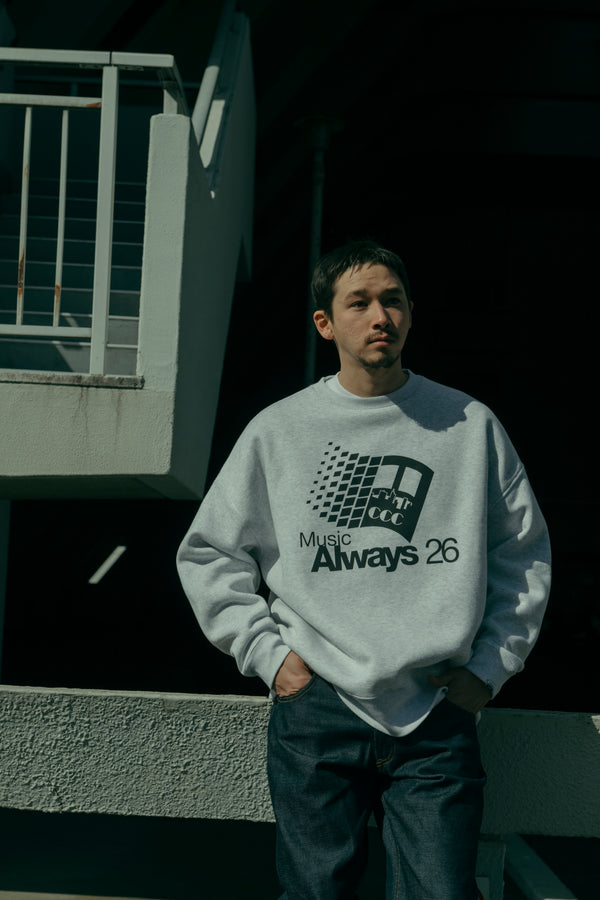 【 CITY COUNTRY CITY 】CCC × IS-NESS MUSIC SWEATSHIRT - MUSIC ALWAYS - / Ash Gray