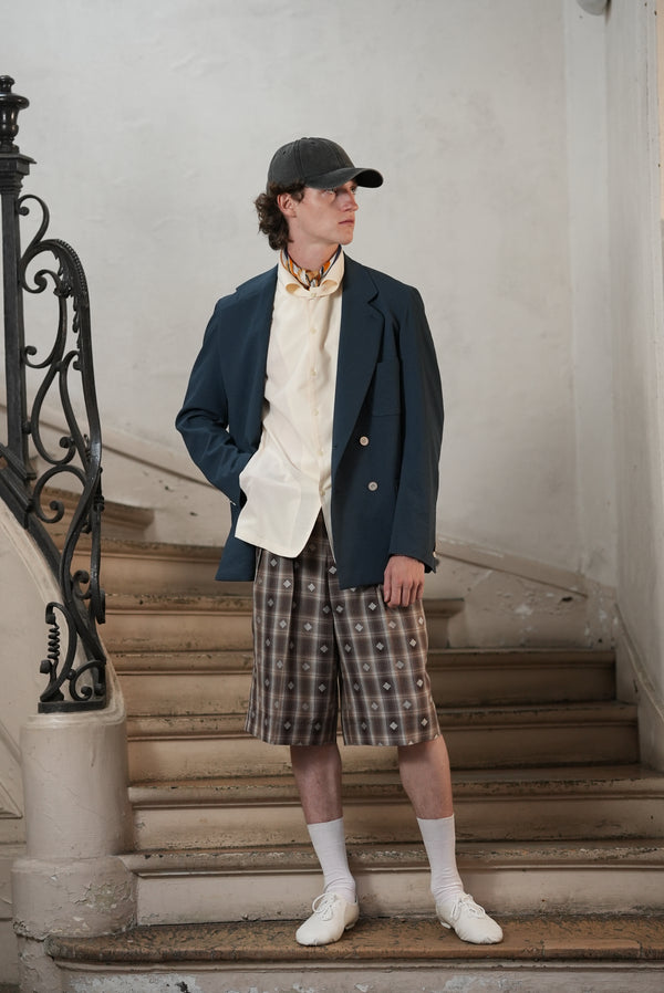 【 m's braque 】TUCKED SHORTS / Brown Jacquard