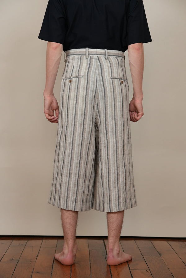 【 m's braque 】CROPPED 2-IN-TUCKED WIDE DRESS PANTS / Grey Multi Stripe
