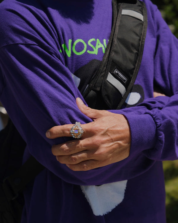 【 TIE A KNOT 】CRYSTAL BEADS RING with SILVER 925 / Beige × Clear #2