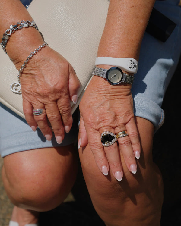 【 TIE A KNOT 】CRYSTAL BEADS RING with SILVER 925 / Black × Pearl #10