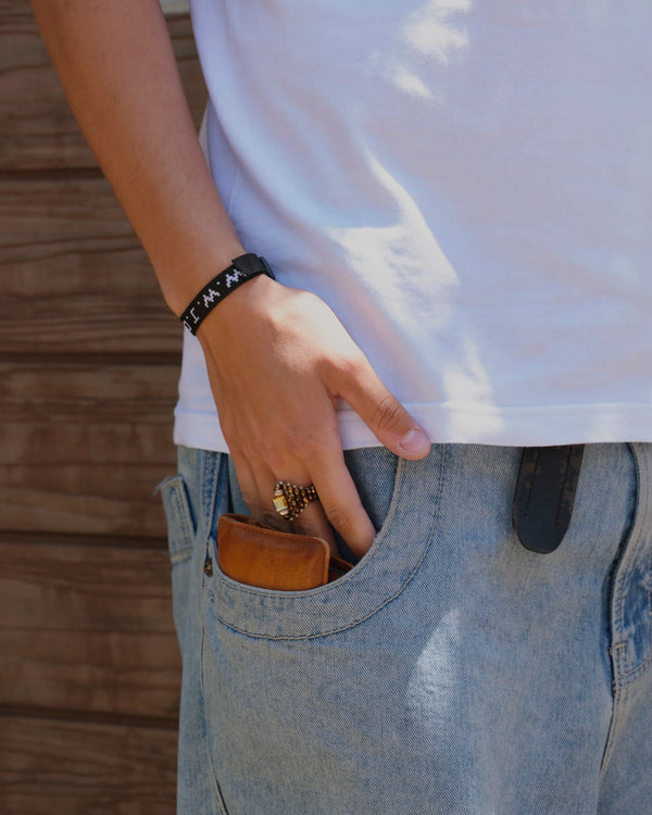 【 TIE A KNOT 】CRYSTAL BEADS RING with SILVER 925 / Sunshine × Bronze #4