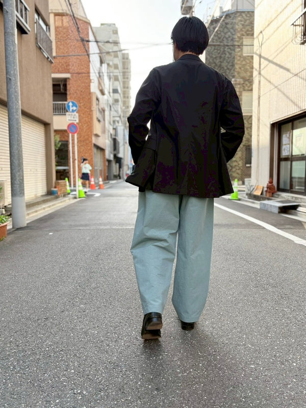 【frank leder / フランクリーダー】WASHED COTTON 2TUCK TROUSERS - WITH ADJUSTER - / Lt. Blue
