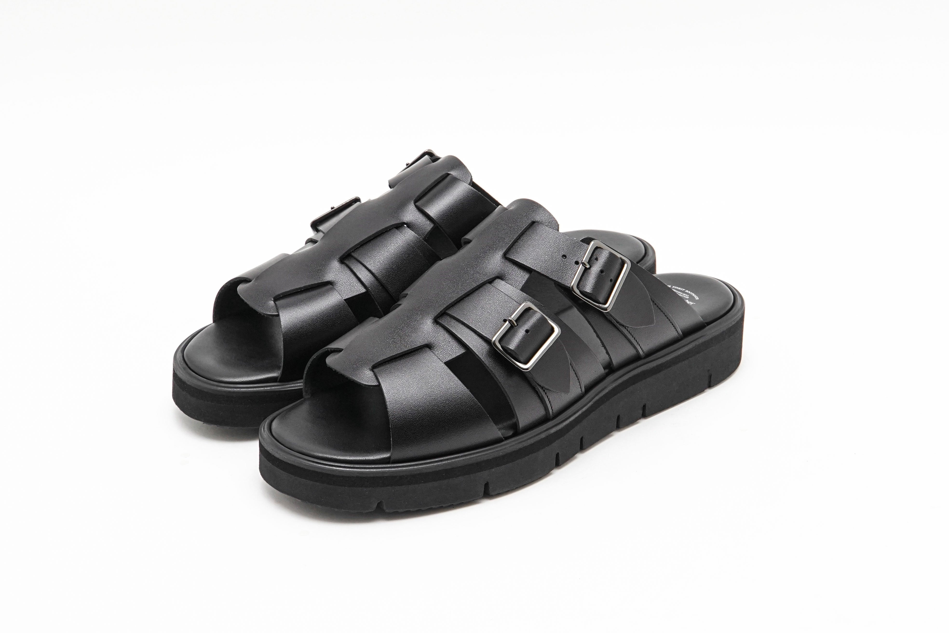 フットザコーチャー（25cm相当） 本革製サンダル 黒 ブラック foot the coacher サンダル 「foot / フットザコーチャー」別注
