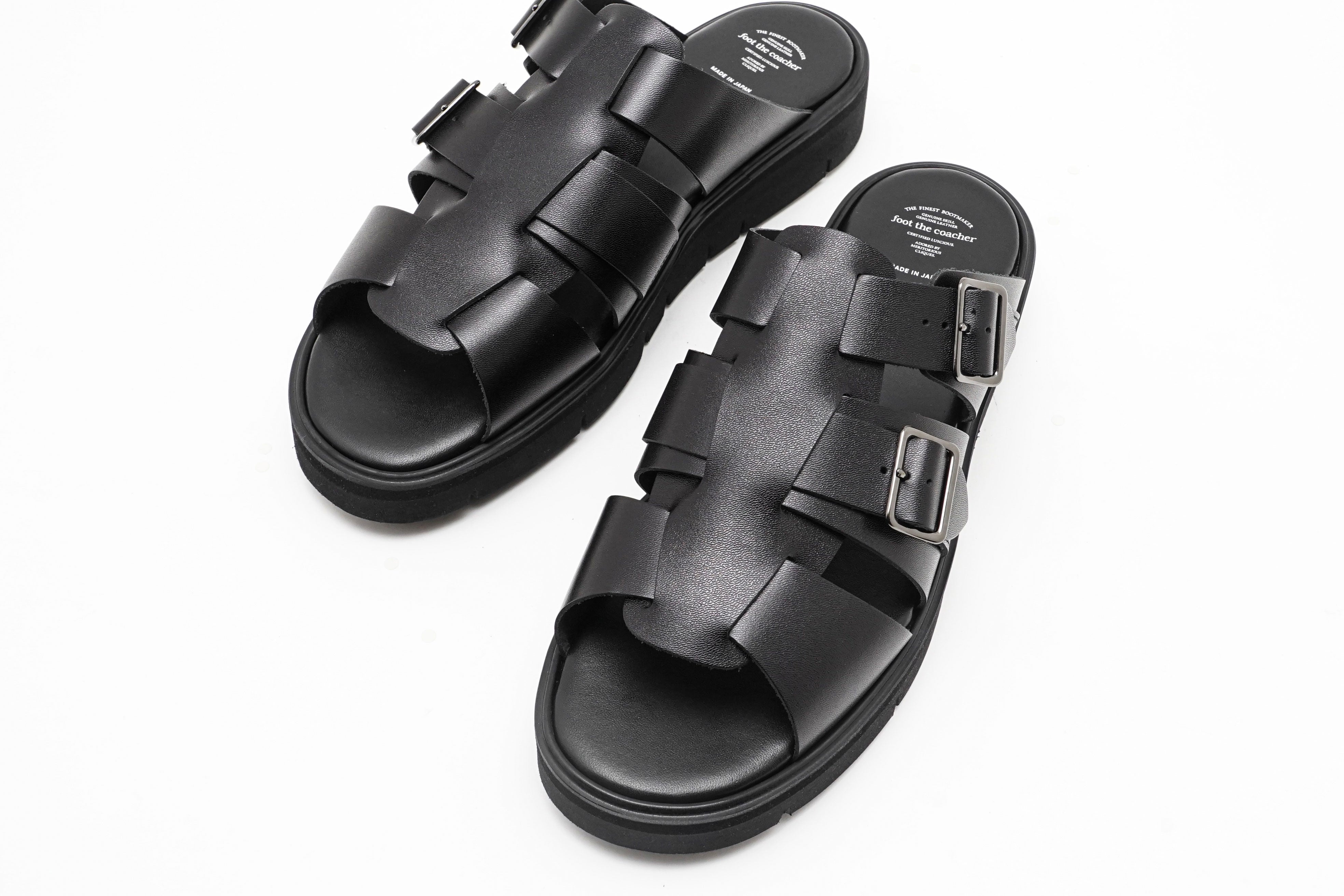 フットザコーチャー（25cm相当） 本革製サンダル 黒 ブラック foot the coacher / フットザコーチャー】GURKHA SANDALS