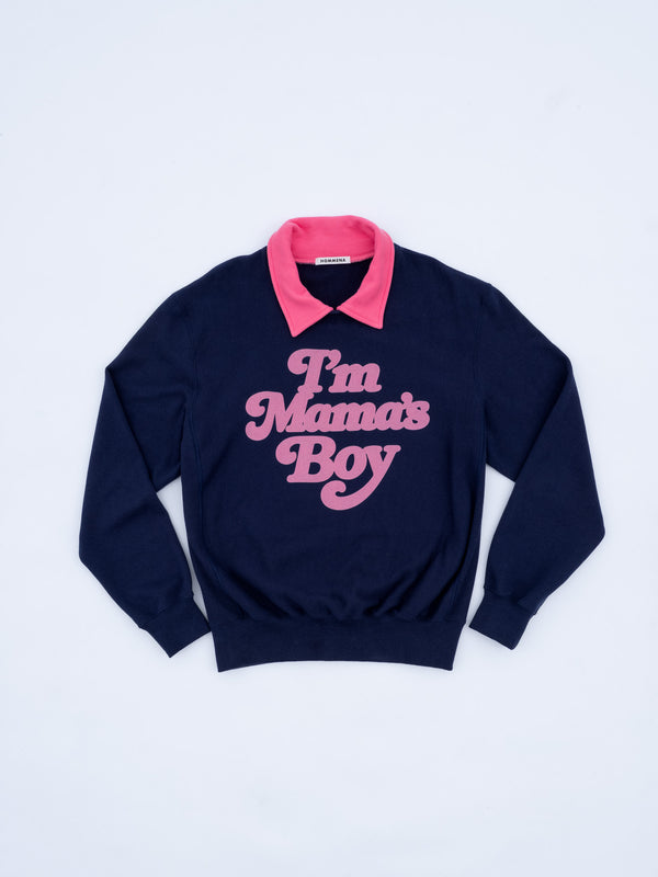 【 HOMMENA 】MAMA'S BOY LOGO SWEAT / Navy