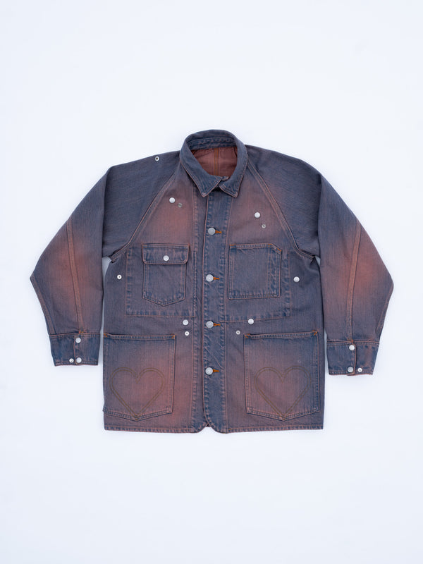 【 HOMMENA 】CRUMPED DENIM JACKET / Pink