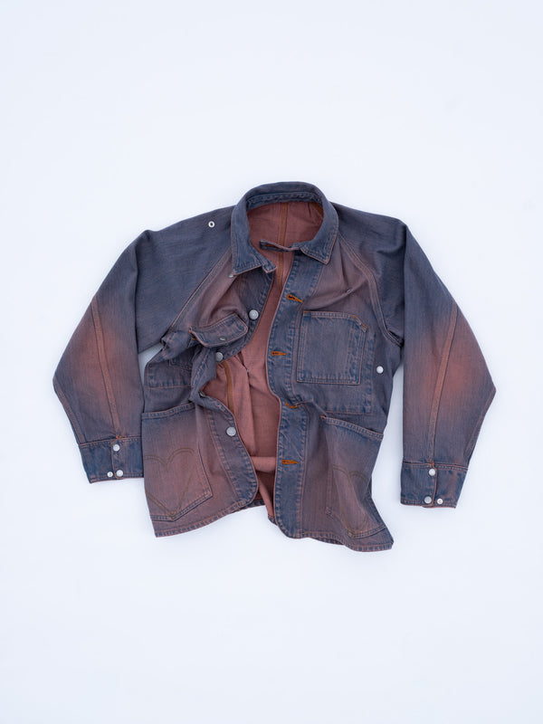 【 HOMMENA 】CRUMPED DENIM JACKET / Pink