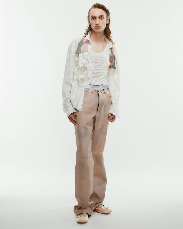 【 HOMMENA 】TOO BIG FRILLED SHIRT - LACE - / Off White