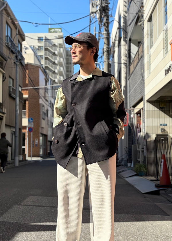 【frank leder / フランクリーダー】BLACK WOOL OUTER VEST / Black