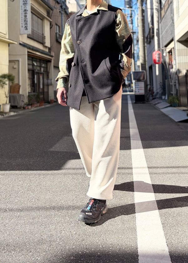 【CURLY】MOLLE YARN TWILL KNIT WIDE PANTS / Ivory