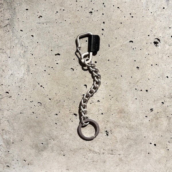 【hobo】CARABINER CHAIN KEY RING - with HORSE LETHER - / Black